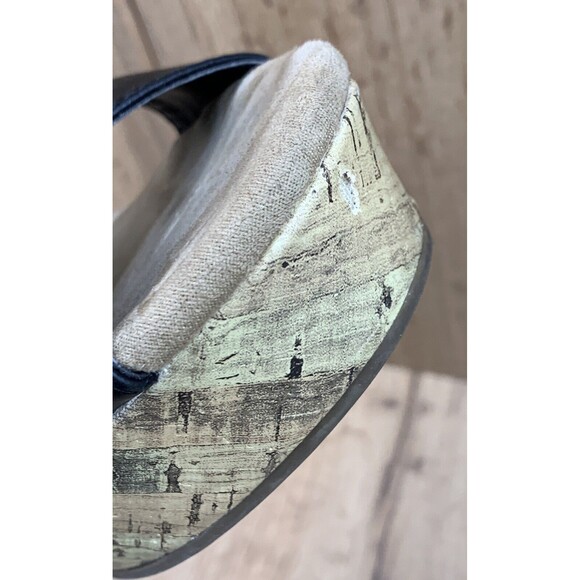 Montego Bay Club Strap back Wedges Women's Size 9 Black Faux Crisscross Open Toe - Picture 16 of 16